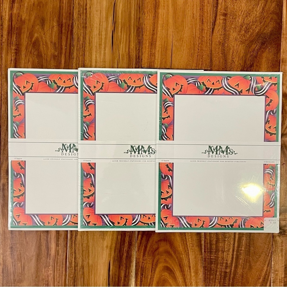 Vintage MM’s Designs Stationery Paper with Envelopes Jack-O-Lantern 3 packs